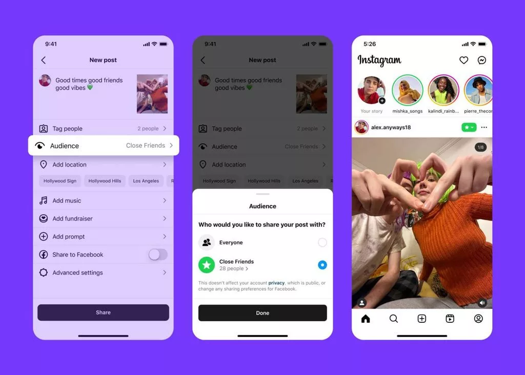 Instagram Close Friends for Posts & Reels