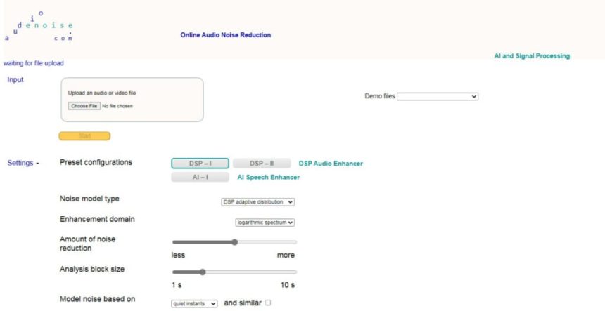 ابزار کاهش نویز Audiodenoise
