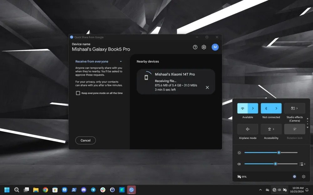 1730157831 197 Quick Share اکنون بدون شبکه وای‌فای هم فایل‌ها را سریع