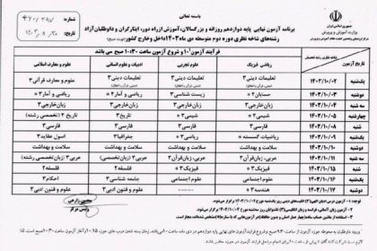آغاز امتحانات نهایی «دوازدهمی‌ها» از دوم دی‌ماه/ این امتحانات جبرانی است