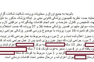 وزارت بهداشت , بهداشت و درمان , سازمان نظام پزشکی , پزشک , قصور پزشکی , پزشکی قانونی ,