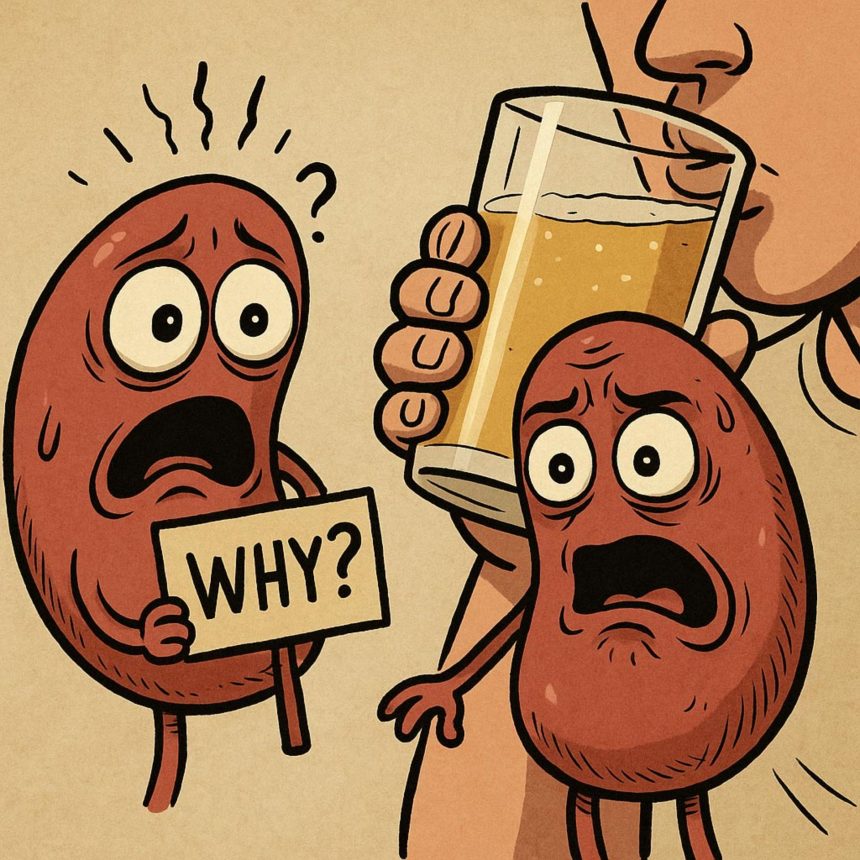 تصویرسازی از واکنش دو کلیه به نوشیدن ادرار