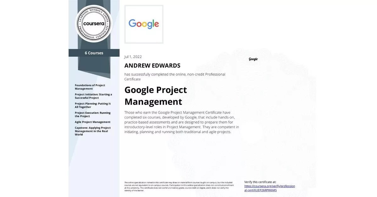 5 دوره آنلاین توانایی شغلی گوگل که رزومه شما را قوی میکند_آفتاب شرق 11 Google Project Management Professional Certificate