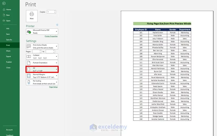 راهنمای چاپ در اکسل