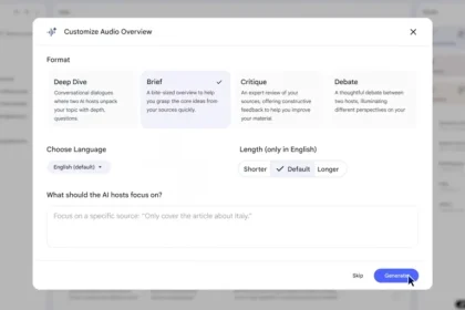 به‌روزرسانی سه فرمت تازه در Audio Overview توسط NotebookLM