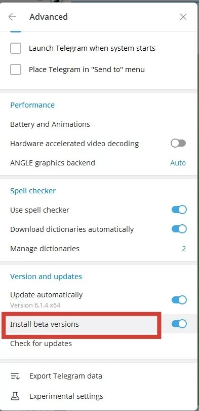 تلگرام بتا چیست؟ | قابلیت های Telegram Beta و تفاوت آن با تلگرام عمومی_آفتاب شرق 6 نحوه استفاده از تلگرام بتا