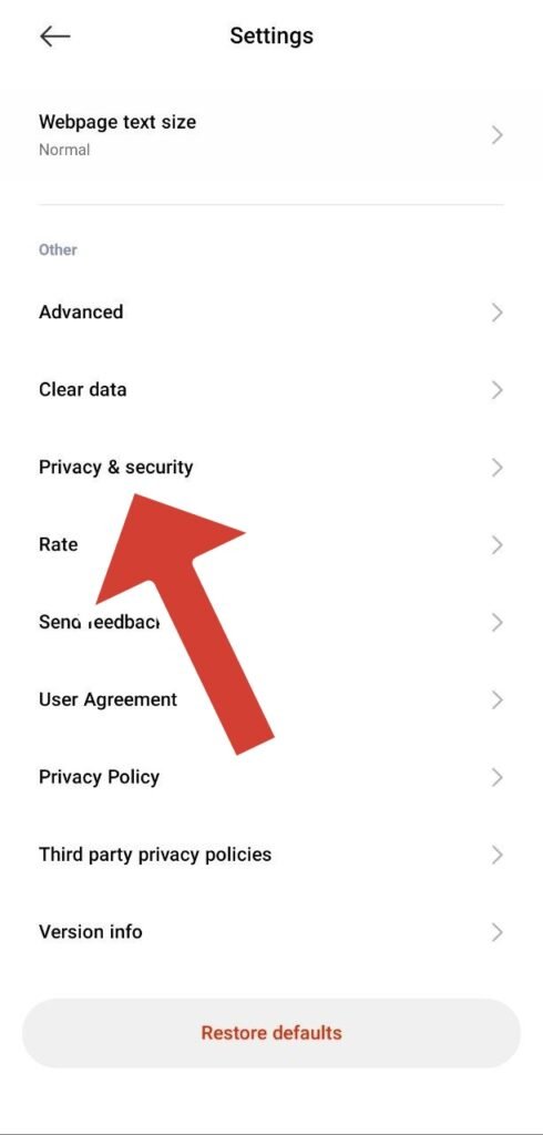 حذف تبلیغات از Mi Browser
