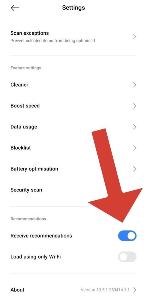 تنظیمات اپلیکیشن Security شیائومی