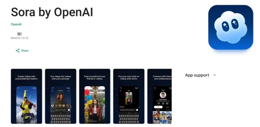 اپ هوش مصنوعی ویدیوساز Sora یک قدم به اراعه در اندروید نزدیکتر شد_آفتاب شرق 1 اپلیکیشن Sora در گوگل پلی استور اندروید