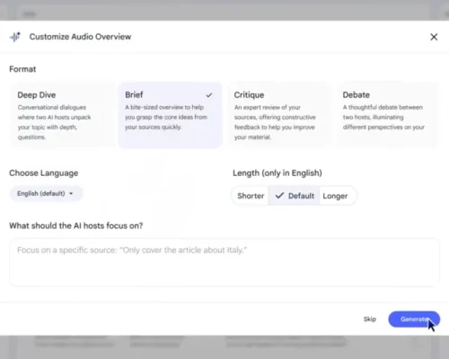 به‌روزرسانی سه فرمت تازه در Audio Overview توسط NotebookLM