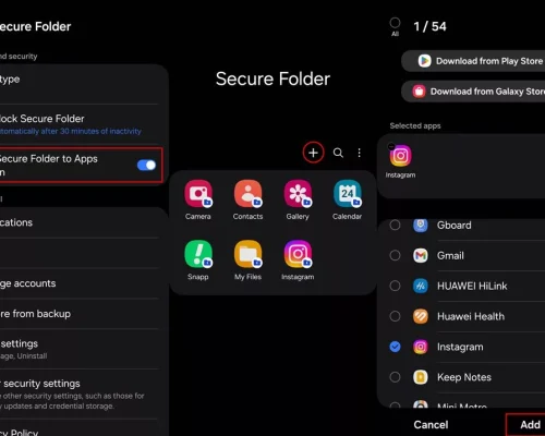 افزودن اینستاگرام به Secure Folder گوشی‌های سامسونگ