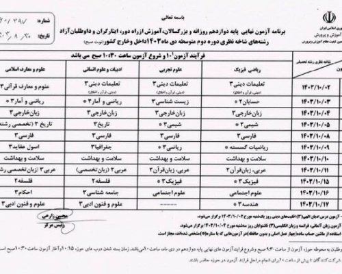 آغاز امتحانات نهایی «دوازدهمی‌ها» از دوم دی‌ماه/ این امتحانات جبرانی است